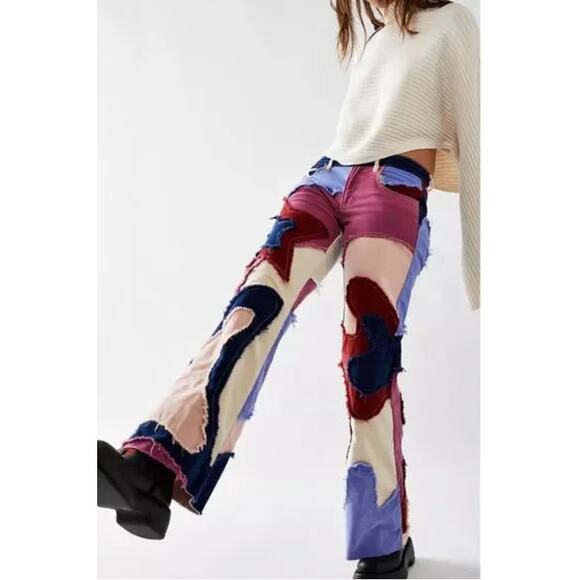 Free People Groovy Supernova Cord Wide Leg Purple Disco Jeans Size 26 - Picture 12 of 16